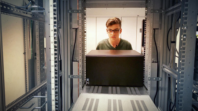 Student in the server room