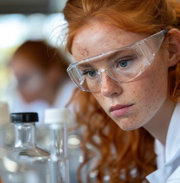 Young lab technician with safety goggles